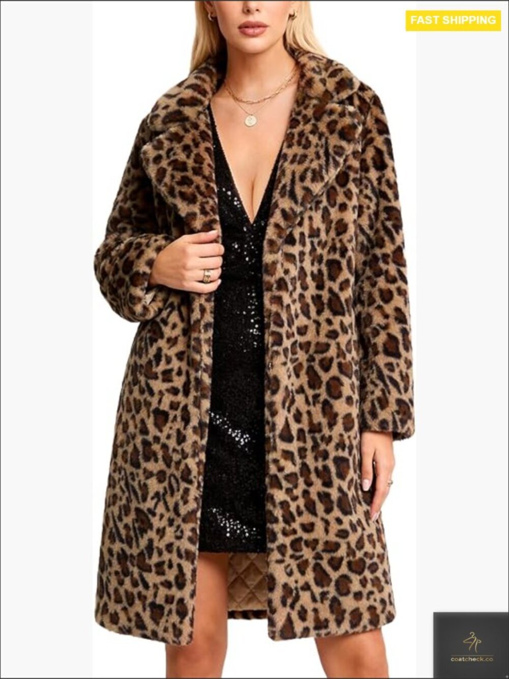 Long Faux Fur Coat Classic Elegant Winter Jacket Fluffy Fuzzy with Pockets